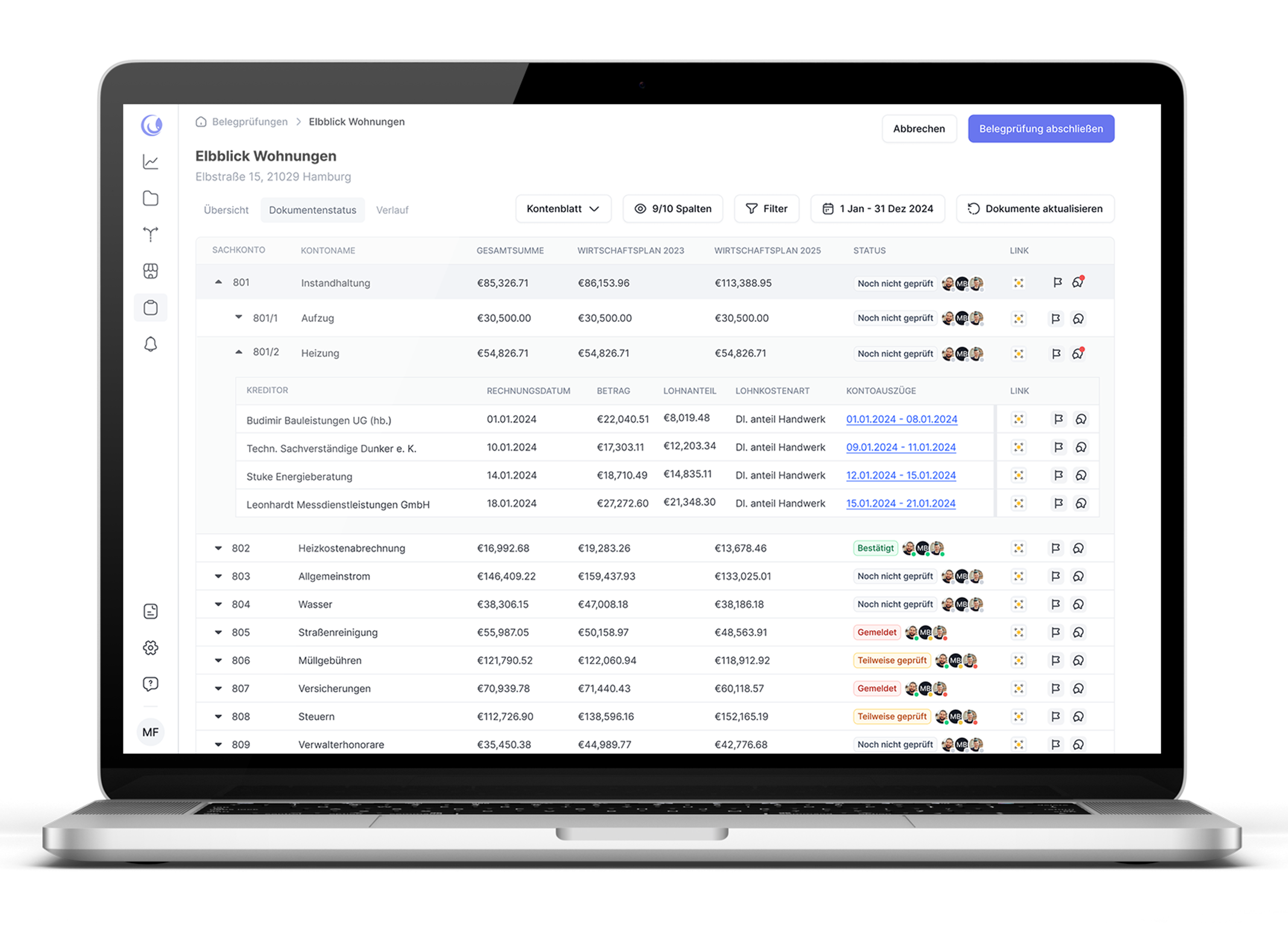 laptop with financial audit screen